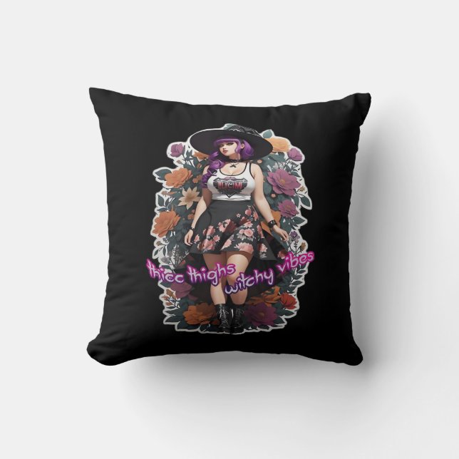 Thicc Thighs Witchy Vibes - Whimsigoth Witch-Core Kudde (Framsida)