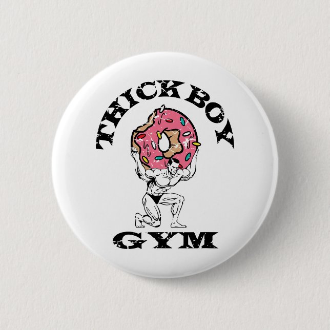 Thick Boy Gym Klubb Distress Retro Old school Bod Knapp (Framsida)