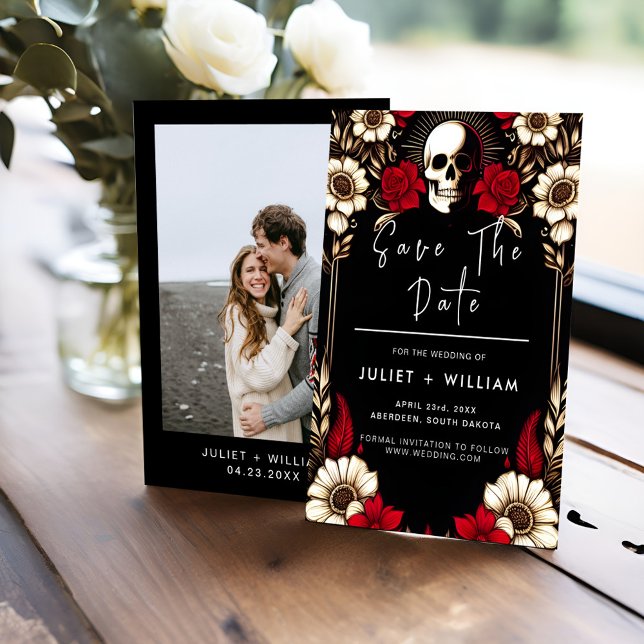 Thick Claret Ruby Heart Red Black Bröllop Spara Datumet (Skapare uppladdad)