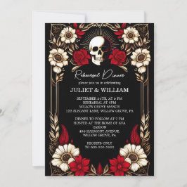 Thick Claret Ruby Heart Red Black Rehearsal Middag Inbjudningar