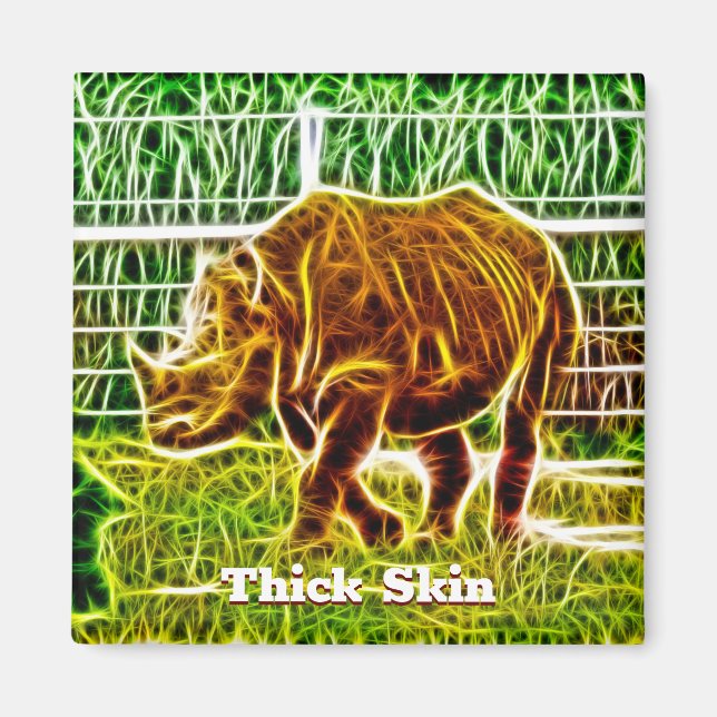 Thick Skin Rhino Teckning Magnet (Framsidan)