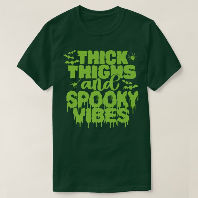 Thick Thighs and Spooky Vibes Funny Cute Halloween T Shirt (Design framsida)