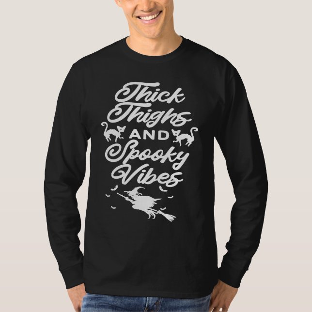Thick Thighs And Spooky Vibes Halloween Costume Pa T Shirt (Framsida)