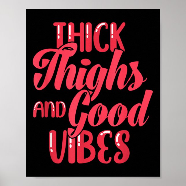 Thick Thighs Fun Tee For Fat Persons - Black, Plus Poster (Framsidan)