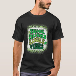 Thick Thighs Lucky Vibes Leopard Lycklig St Patric T Shirt