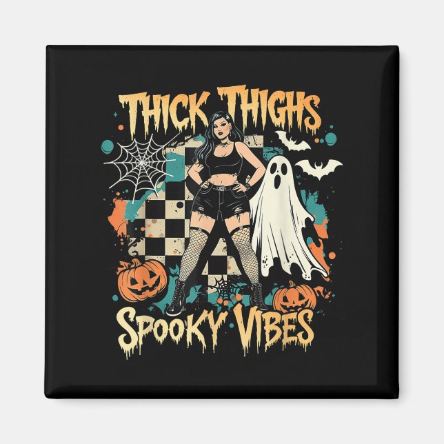Thick Thighs Soky Vibes Funny Ghost Halloween Magnet (Framsidan)
