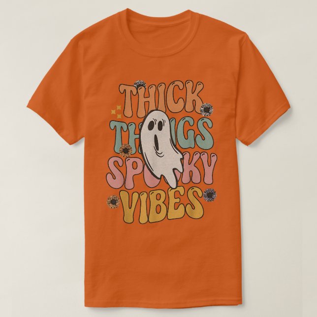 Thick Thighs Spooky Vibe Halloween Ghost T Shirt (Design framsida)