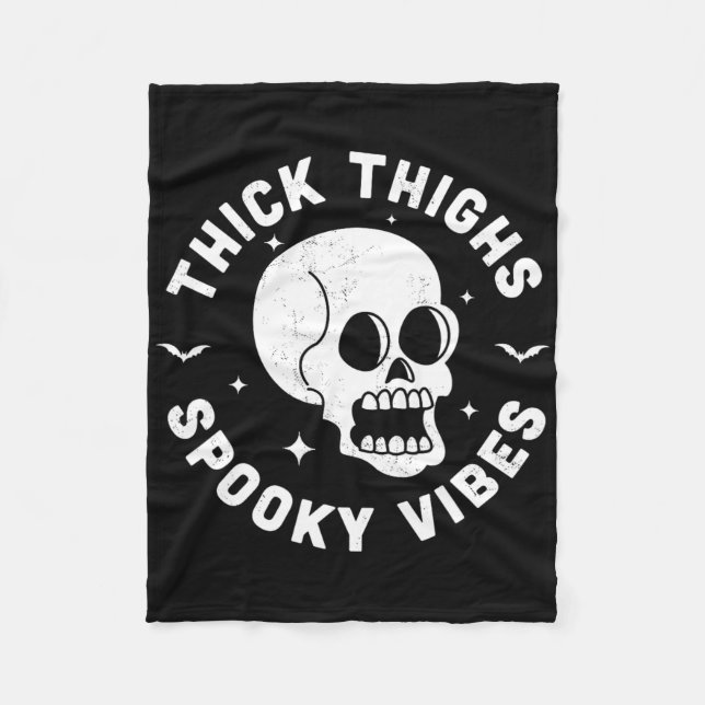 Thick Thighs Spooky Vibes Funny Halloween Skull Wo Fleecefilt (Framsidan)