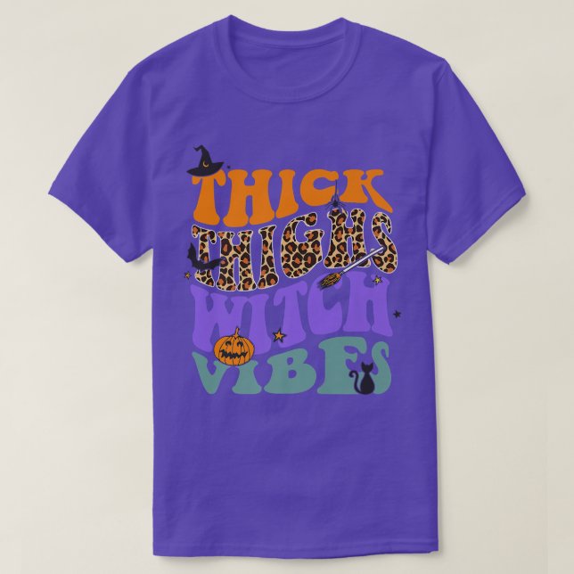 Thick Thighs Witch Vibes Leopard Pumpkin Witch Hat T Shirt (Design framsida)