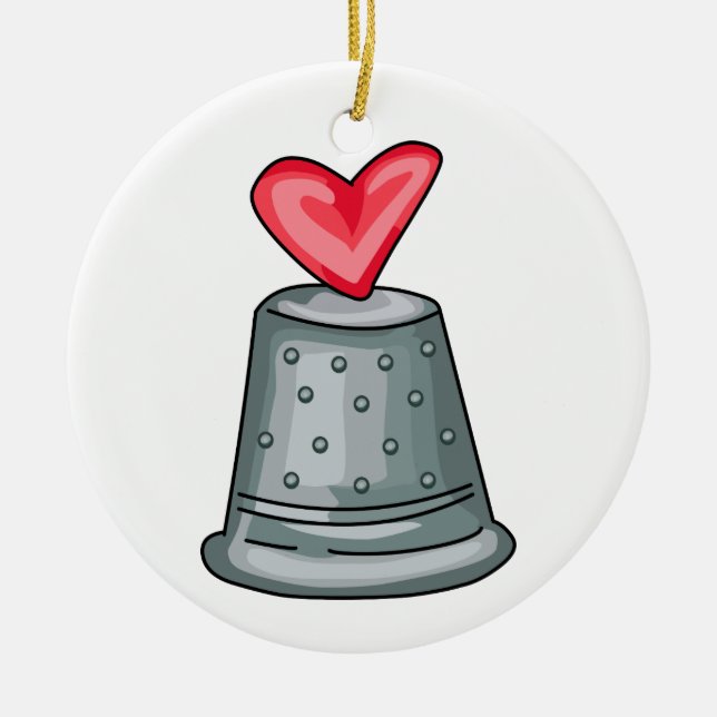 Thimble Heart Julgransprydnad Keramik (Framsidan)