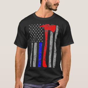 Thin Blue and Red Line Flagga Police Firefighter A T Shirt