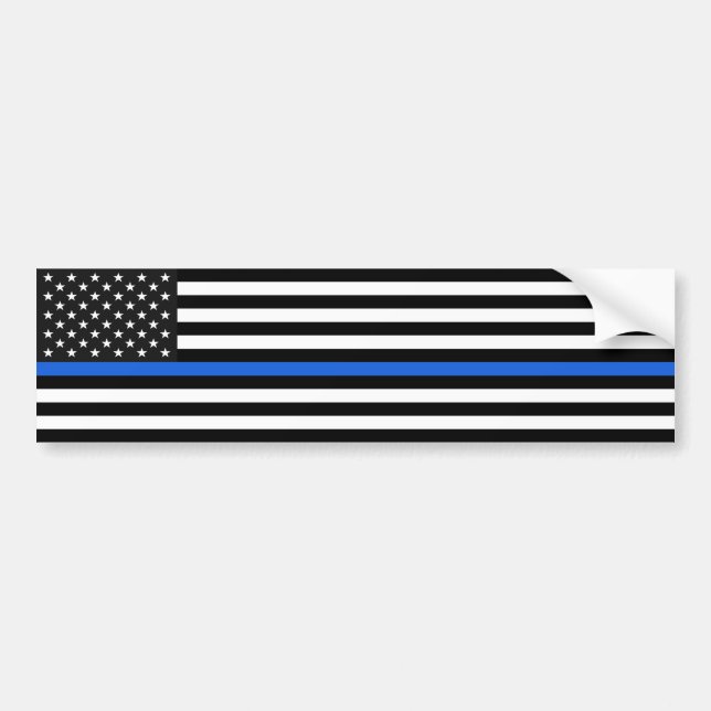 Thin Blue Line American Flagga Bildekal (Framsidan)