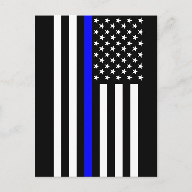 Thin Blue Line American Flagga Black and White Vykort (Framsida)