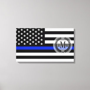 Thin Blue Line American Flagga Canvastryck