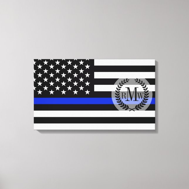 Thin Blue Line American Flagga Canvastryck (Framsida)