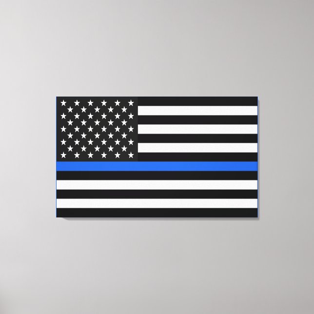Thin Blue Line American Flagga Canvastryck (Framsida)