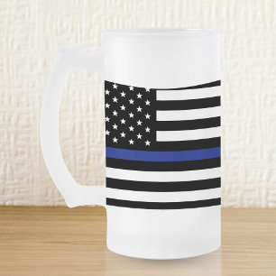Thin Blue Line - American Flagga Frostat Ölglas