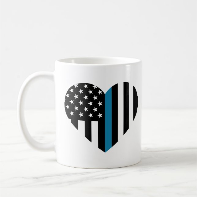 Thin Blue Line American Flagga Kaffemugg (Vänster)