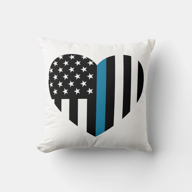 Thin Blue Line American Flagga Kudde (Framsida)