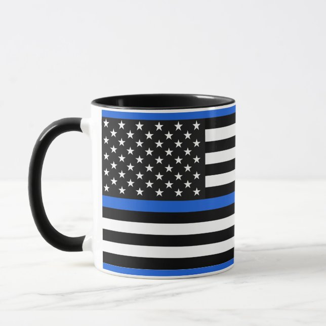 Thin Blue Line American Flagga Mugg (Vänster)