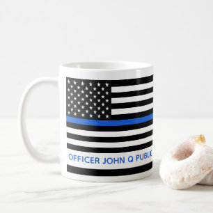 Thin Blue Line American Flagga Namn-mall Kaffemugg