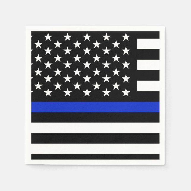 Thin Blue Line American Flagga Pappersservett (Framsidan)