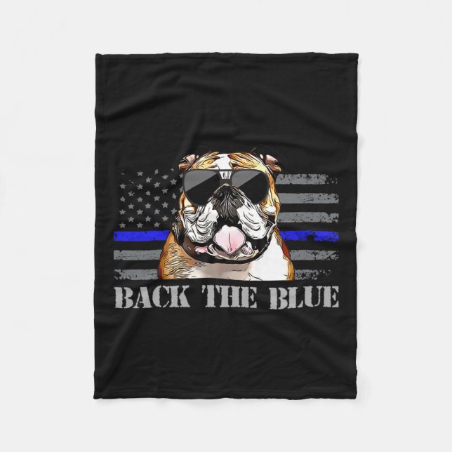 Thin Blue Line American Flagga Police Hund Fleecefilt (Framsidan)
