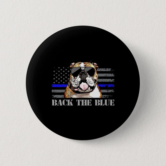 Thin Blue Line American Flagga Police Hund Knapp (Framsida)