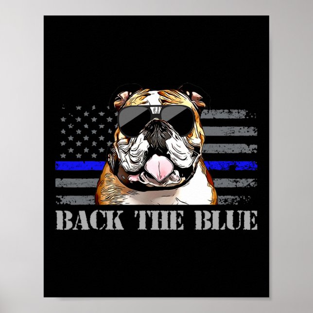 Thin Blue Line American Flagga Police Hund Poster (Framsidan)
