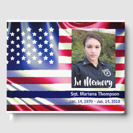 Thin Blue Line American Flagga Police Memorial Gästböcker