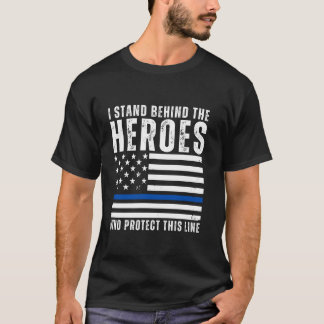 Thin Blue Line American Flagga Police Support Blu  T Shirt