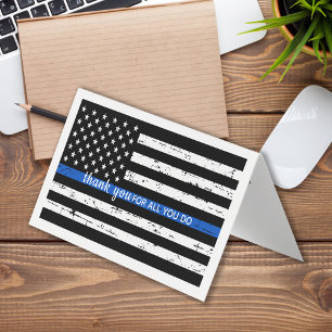 Thin Blue Line American Flagga Police Tack Visitkort