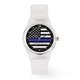 Thin Blue Line & American Flagga Police / USA clea Armbandsur