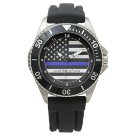 Thin Blue Line & American Flagga Police / USA offi Armbandsur