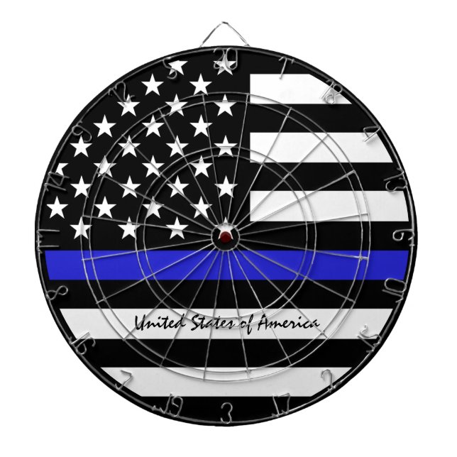 Thin Blue Line & American Flagga Police / USA offi Darttavla (Framsidan)