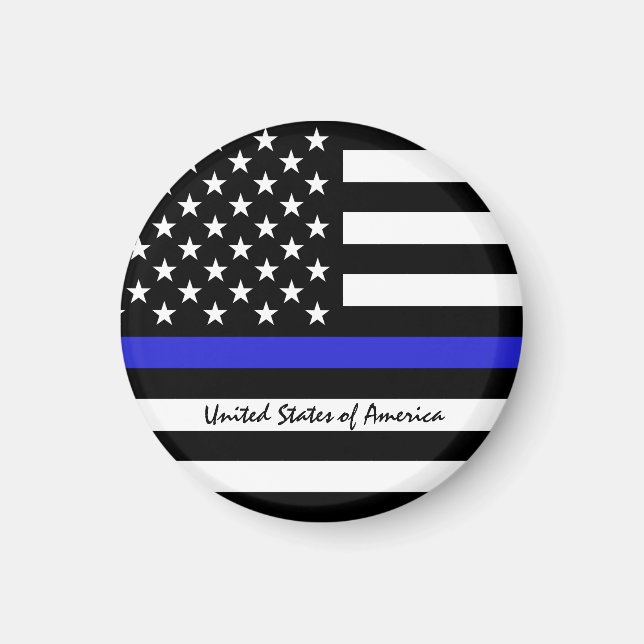 Thin Blue Line & American Flagga Police / USA offi Magnet (Framsidan)