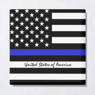 Thin Blue Line & American Flagga Police / USA offi Magnet