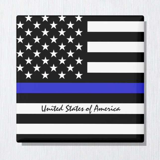 Thin Blue Line & American Flagga Police / USA offi Magnet (Skapare uppladdad)