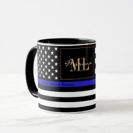 Thin Blue Line & American Flagga Police / USA offi Mugg