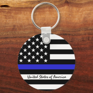 Thin Blue Line & American Flagga Police / USA offi Nyckelring