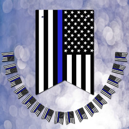 Thin Blue Line American Flagga, polis/USA Vimplar