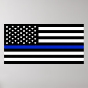 Thin Blue Line American Flagga Poster