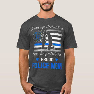 Thin Blue Line American Flagga Proud Police Mamma T Shirt