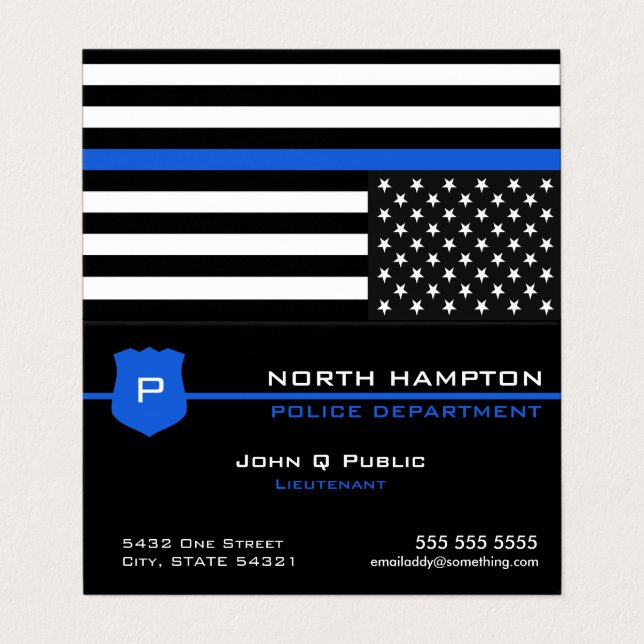 Thin Blue Line American Flagga QR-kod Visitkort (Utsida ovikt)