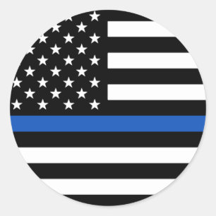 Thin Blue Line American Flagga Runt Klistermärke