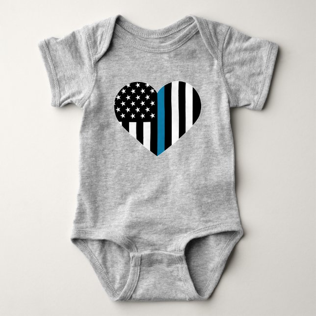 Thin Blue Line American Flagga Tee Shirt (Framsida)