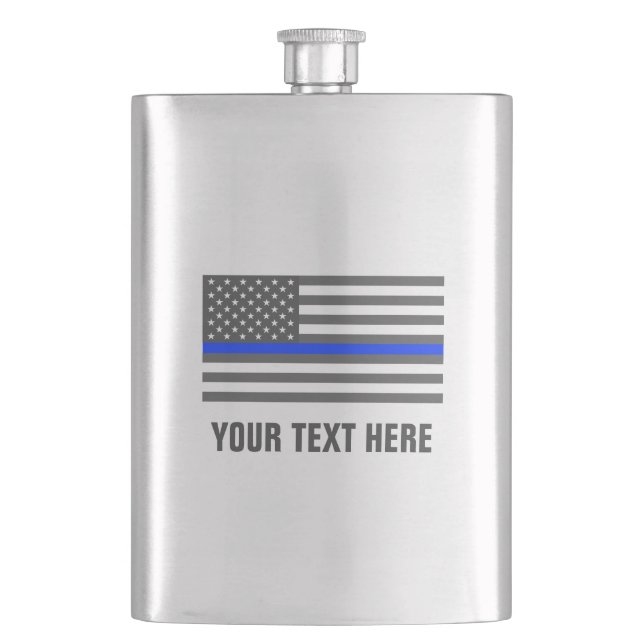 Thin blue line american flagga tillsatta lagar dri fickplunta (Framsidan)