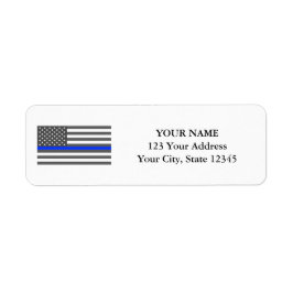 Thin Blue Line American flagga tillsatta lagar Returadress Etikett