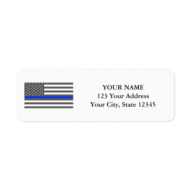 Thin Blue Line American flagga tillsatta lagar Returadress Etikett (Framsidan)