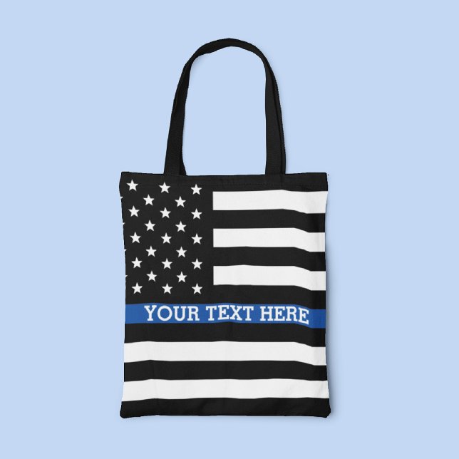Thin Blue Line - American Flagga Tote Bag Tygkasse (Skapare uppladdad)